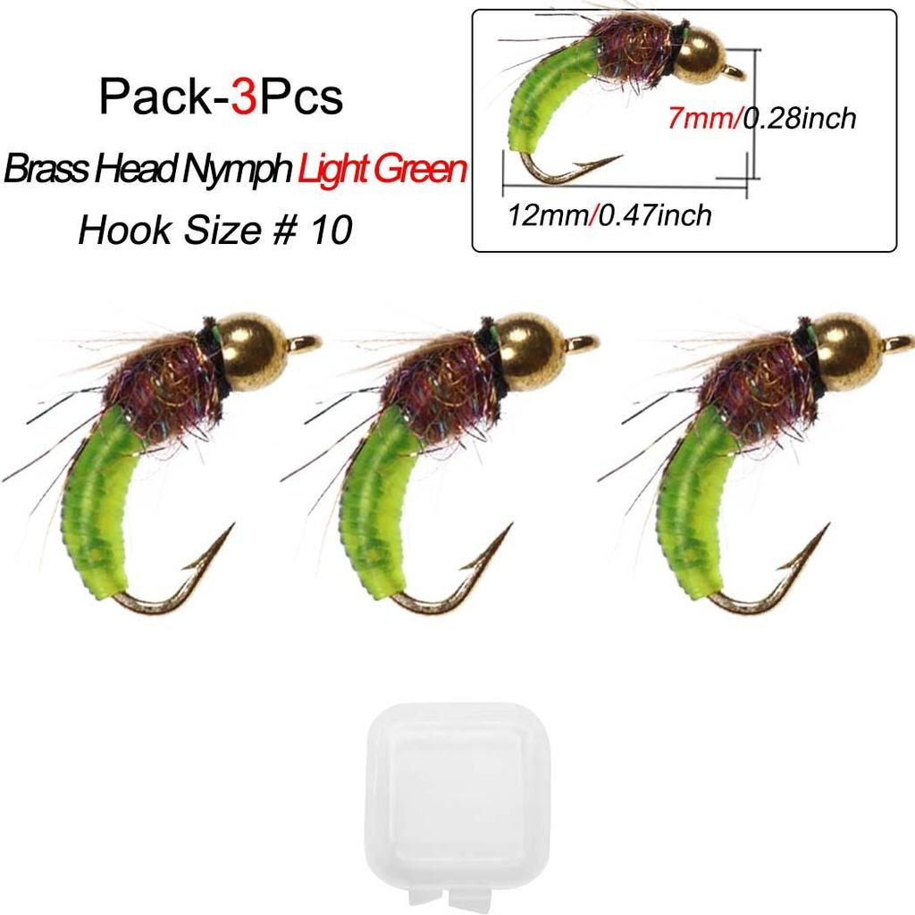 3 шт./кор. латунная бусина с головой ручейника, нимфа, муха, жук, червь, быстро тонущая мокрая мушка для приманки для ловли форели