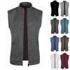 Men's Thin Fleece Loose Sweater Jacket Knitted Cardigan Zipper Pocket Vest Vest