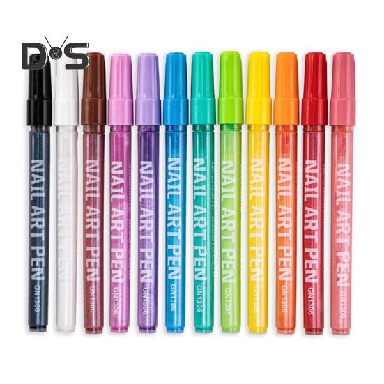 12 Pcs Nail Art Pens Set 3D Nail Polish Pen Quick Drying Nail Point Graffiti Dotting Pen Nail Art Markers Drawing Painting Pen for Home Salon