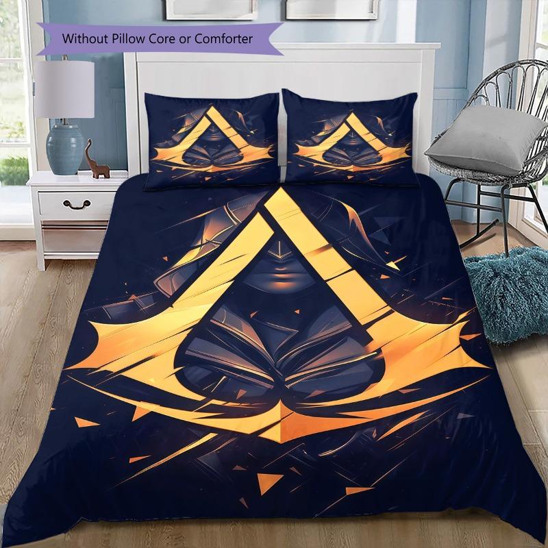 Golden Triangle AC Symbol Bedding Duvet Cover Set Soft Microfiber Fabric Assassin Creed Series Multiple Pattern Bed Linen For Video Game Fans
