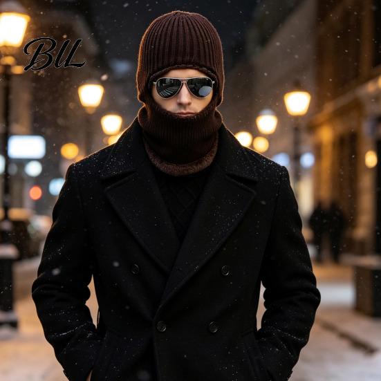Soft Winter Hat Men Knit Hooded Scarf Hat, Warm Balaclava Hood for Cold Weather Protection Weather, Windproof Neck Warmer Skull Cap Outdoor Cycling