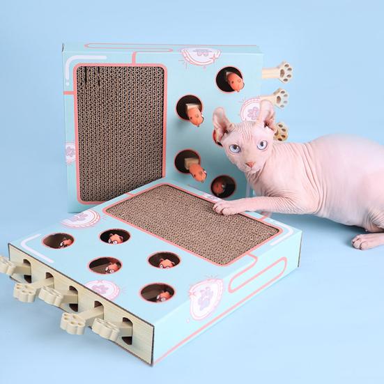 Игрушка для кошек «Бей крота» 3 в 1 интерактивная картонная когтеточка с игрушкой «Бей крота» для кошек, живущих в помещении