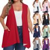 Women's Oversized Loose Casual Solid Color Sleeveless Vest With Pocket Cardigan Jacket Cardigan Jacket