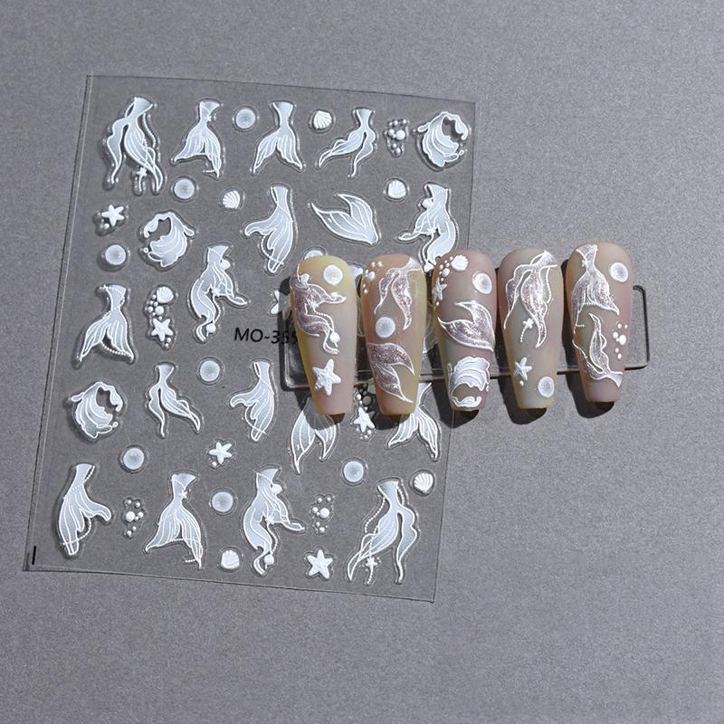5D голографические наклейки для ногтей в виде хвоста русалки наклейки для ногтей в виде моллюсков и звезд с изображением морских звезд декор для ногтей в виде океанического дизайна маникюрная фольга