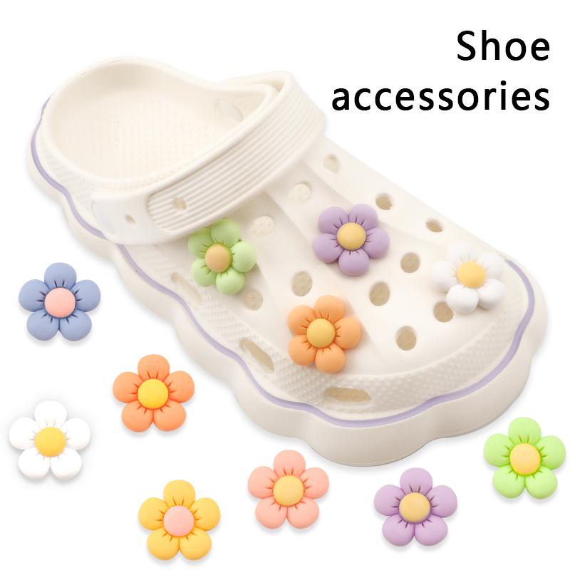 Новые 1 шт. Цветочные подвески для обуви для девочек, Милые подвески для обуви для взрослых, подростков, детей, Кавайное украшение для обуви с кнопками, Сабо, Сандалии