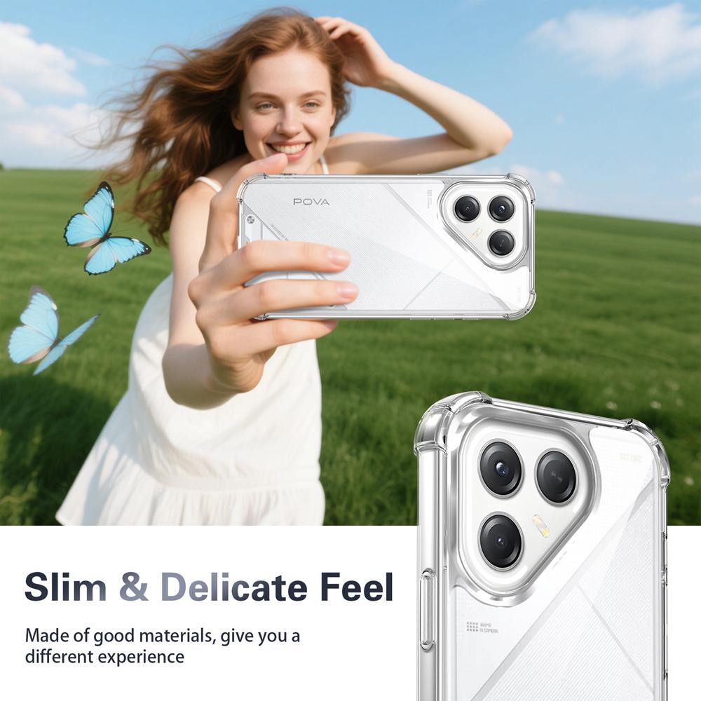 Shockproof Fourcorners Case Keysion Transparent For Tecno Pova 7 4g 5g Soft Tpupc Clear Phone Cover For Tecno Pova 7 Ultra 5g