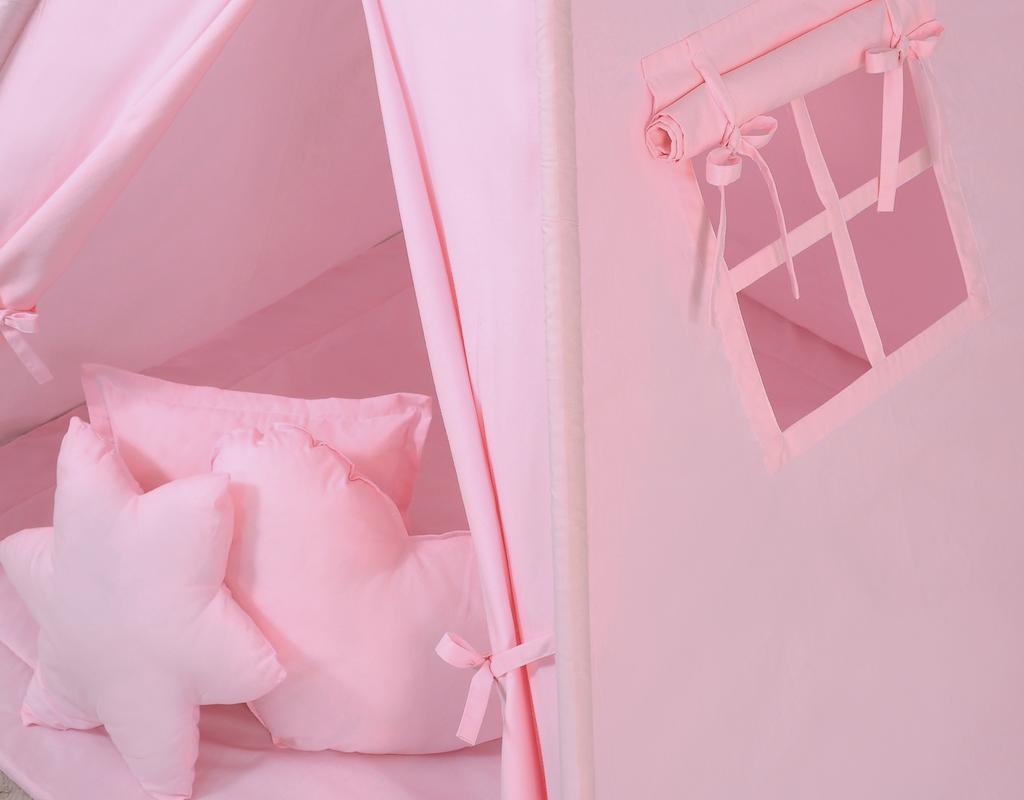 Tipi tent for children + mat + feather pendants - pink