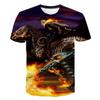 Evil Knight Skull Printed Short Sleeved T-shirt with Flame Pattern Skull Personalized Clothes for Men