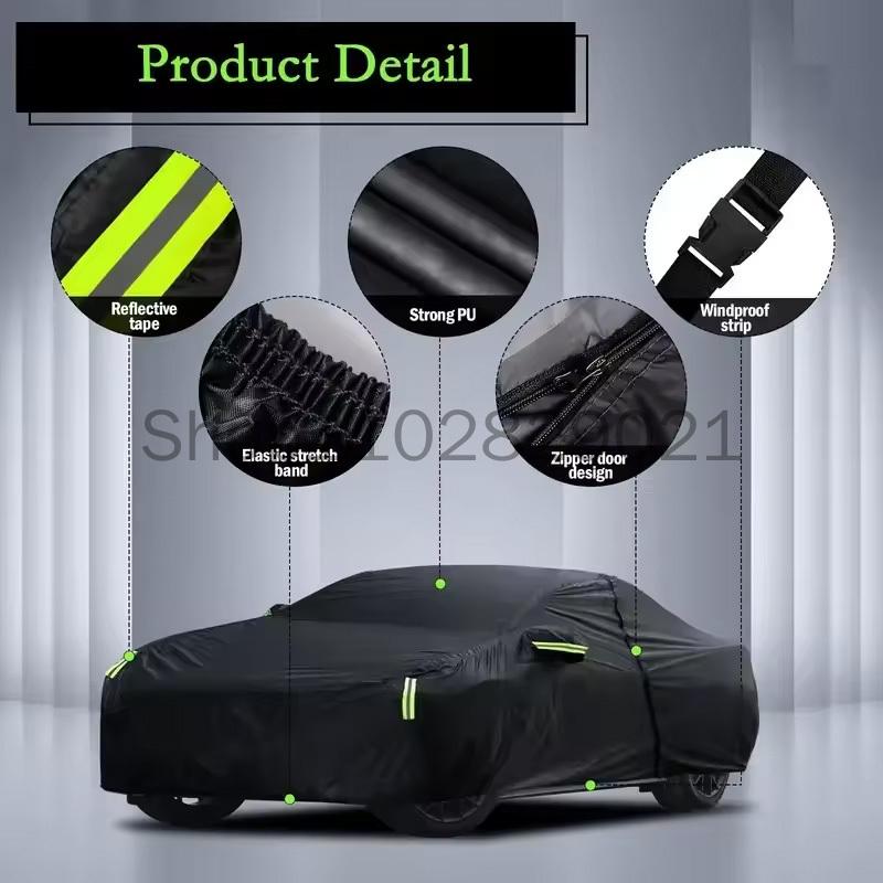 For Tesla Model 3 Full Car Cover - Outdoor Universal Full Body Cover With Side Zipper, Waterproof Dustproof Sunshield