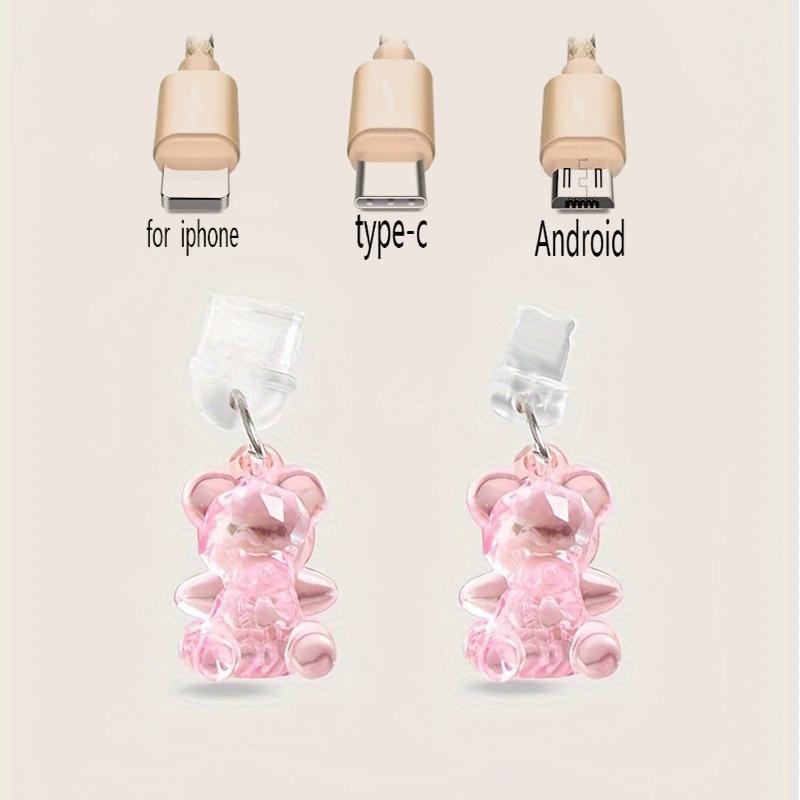 1 шт., кавайная пылезащитная заглушка для телефона, акриловая заглушка с медвежонком, пылезащитная пробка, антипылезащитная крышка, заглушка зарядного порта для телефона
