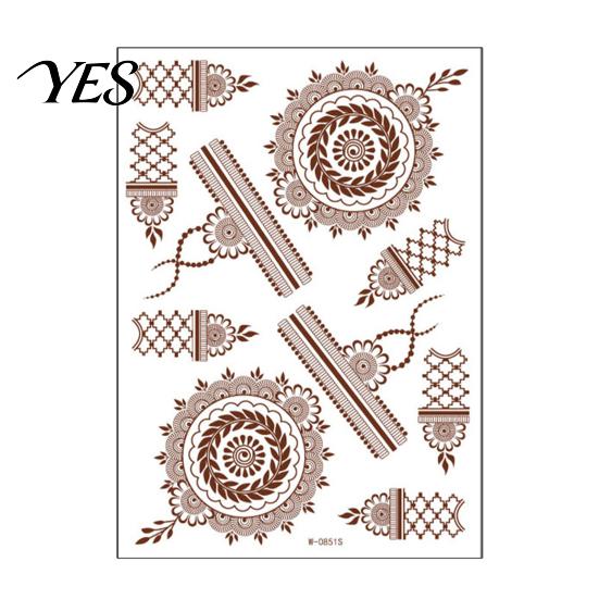 Event Makeup Tattoos Henna Tattoo Stickers, Red Brown Waterproof Lace Temporary Tattoos, Fake Body Indian Mehndi Art for Women Girls, Festival Family