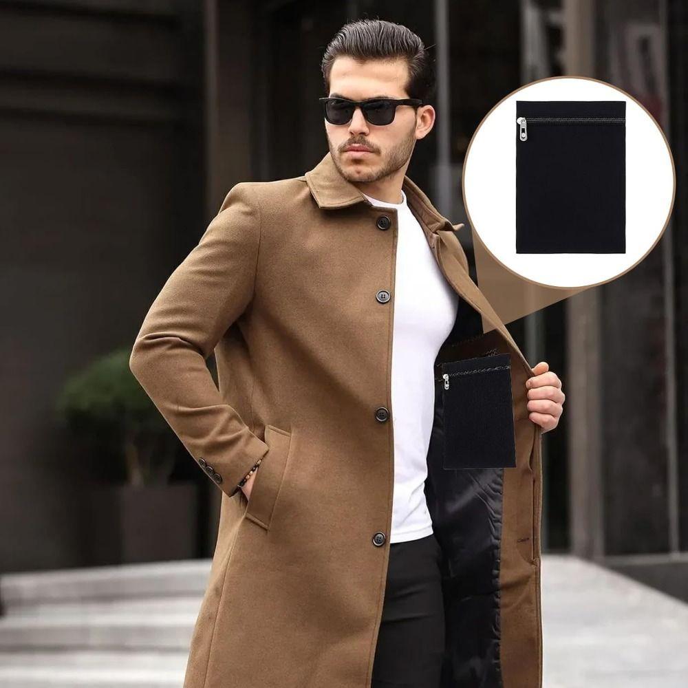Sew-in Side Hidden Pocket with Zipper Inside Security Pocket for Clothing Coat Inside Pockets for Jackets Coats Sweatshirts