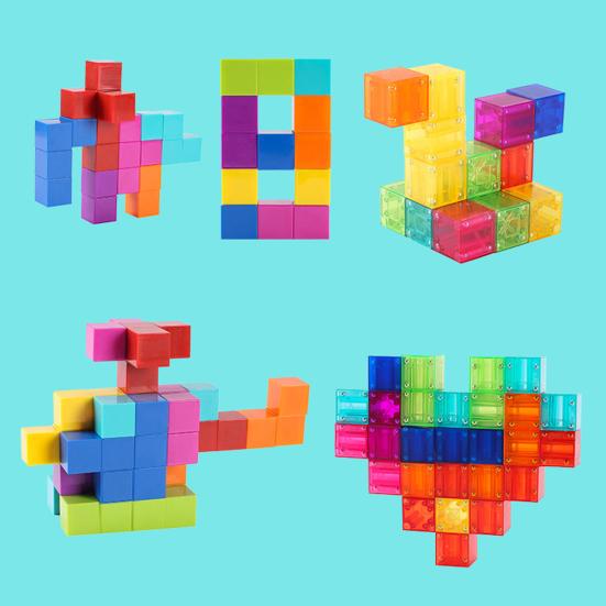 32 шт. Магнитный кубик-конструктор, игрушка для развития мелкой моторики, дошкольное обучение, образовательный красочный кубик-конструктор, игрушка STEM