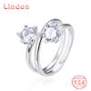 Lindon Classic 925 Sterling Silver Zircon Ring Ladies Jewelry Wedding Promise Party Gift