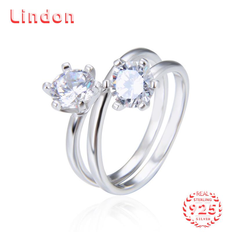 Классическое кольцо Lindon из стерлингового серебра 925 пробы с цирконом, женские ювелирные изделия, свадебный подарок для вечеринки