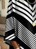 Black and white V-shaped striped printed T-shirt, European