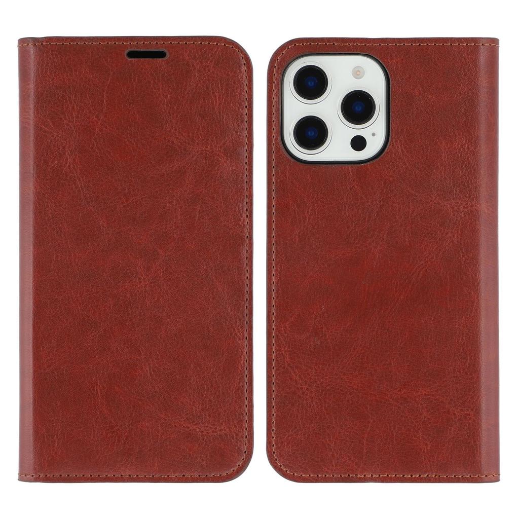 For iPhone 16 Pro Max Stand Cases Genuine Split Leather Wallet Phone Cover Magnetic Closure