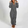 Women Long Sleeve Hooded Jumpsuit Pajamas Casual Winter Warm Rompe Sleepwear