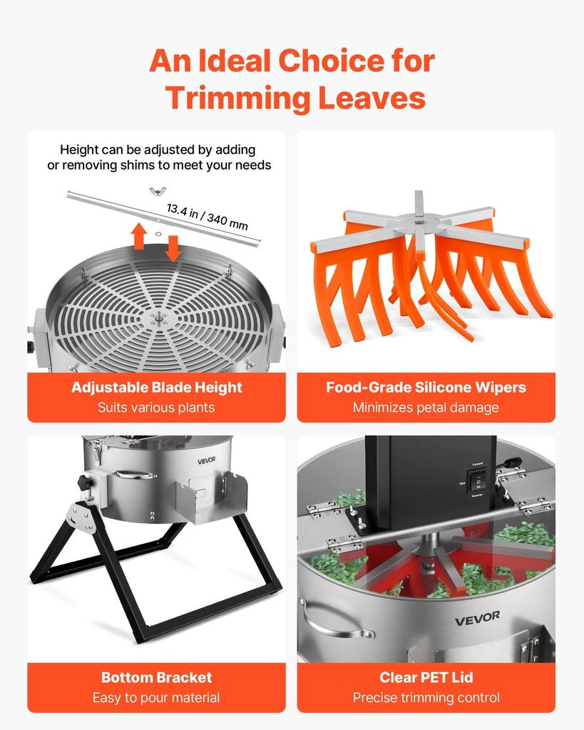 Electric Bud Leaf Trimmer, 2-in-1 Manual & Electric, 370 mm Bud Trimmer with Sharp Stainless Steel Blades, Bracket Type Wet Dry Hydroponic Cutting