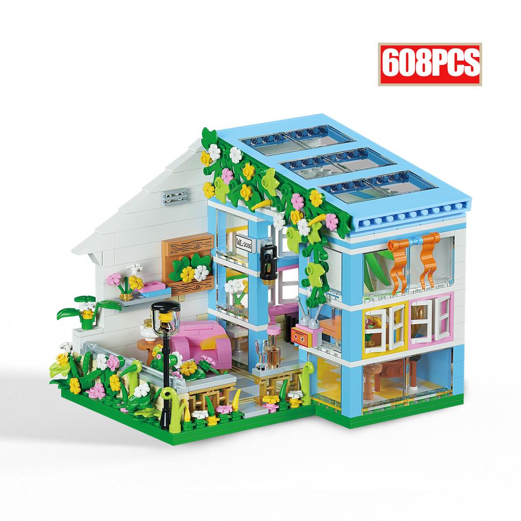 NEW MINI Set Flower Bouquet House Model Building Blocks MOC Street View Fairy Tale Town Bricks Assembly Children Kids Toys Gifts