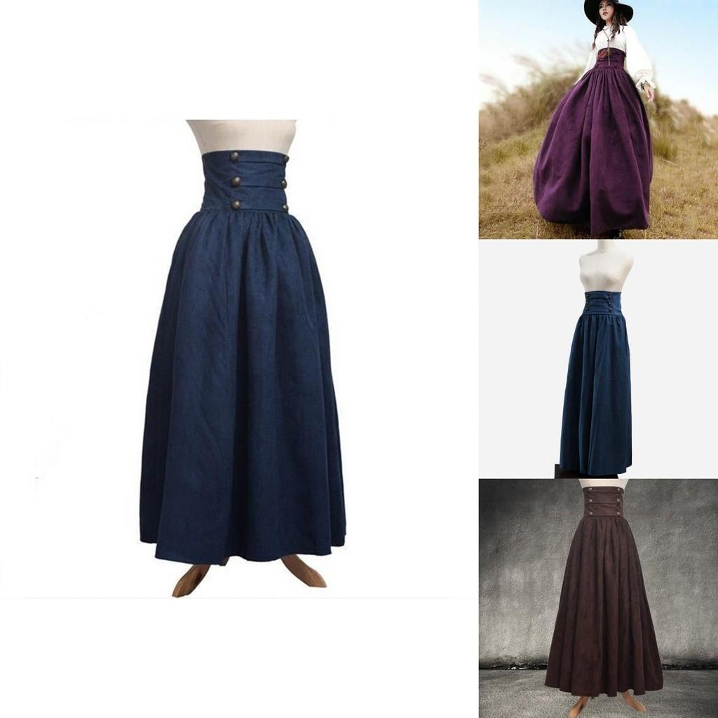 Medieval Elegant High Waist Skirt For Women Vintage Gothic Swing Design