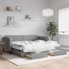 VidaXL Daybed with Trundle and Drawers Light Grey 90x190 Cm Fabric 3196880
