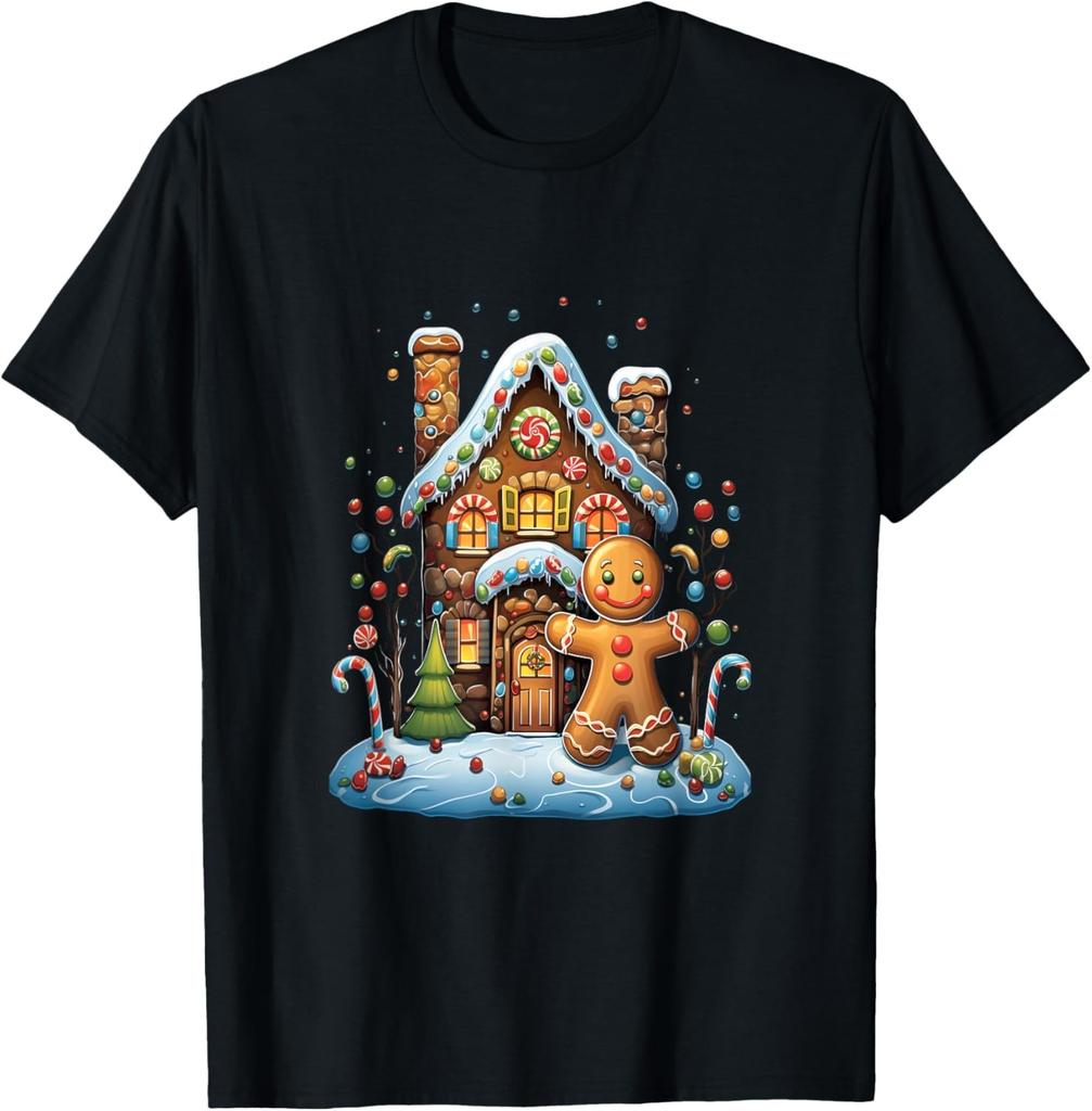 Christmas Gingerbread House Candy Cane X-Mas Pajamas Party T-Shirt