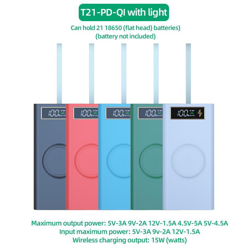 T21 21x18650 фонарик, зарядное устройство, держатель для аккумулятора, чехол «сделай сам», двойной USB 18650, чехол для аккумулятора, организация хранения
