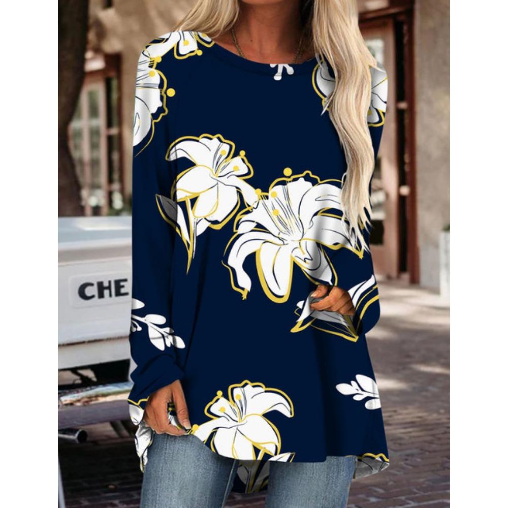 Женская футболка с длинным рукавом, новый топ с принтом, модная новая одежда на осень и зиму, свободная версия большого размера с длинным рукавом