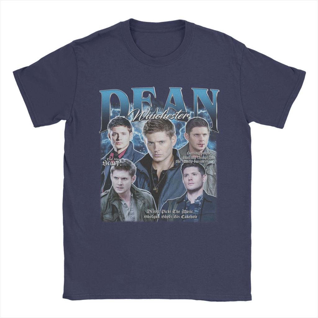 Мужские футболки Dean Winchester Supernatural Хлопковая одежда Повседневные футболки с коротким рукавом и круглым вырезом Идея для подарка Футболка