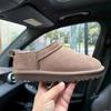 2027 Women Slant‑Cut Low Top Short Snow Boots Cowhide Wool Lining Warm Fleece Lined Non‑Slip Winter Cotton Shoes for Daily Wear