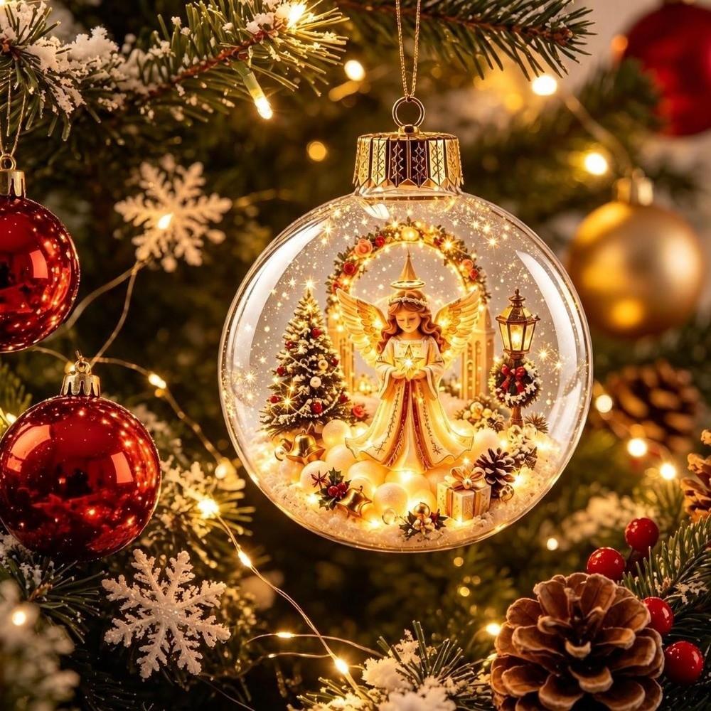 8cm Christmas Ball Ornament Acrylic Snowman Crystal Ball Xmas Hanging Decoration Holiday Ornament