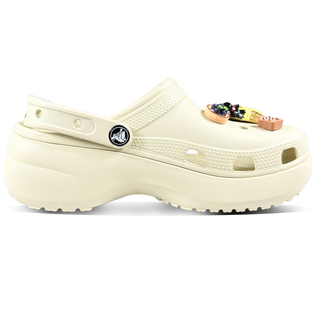 Crocs Классические платформенные клоги EVA Мороженое Облако Пляжные Универсальные Повседневные и Удобные Дырявые туфли Женские Кость Белый