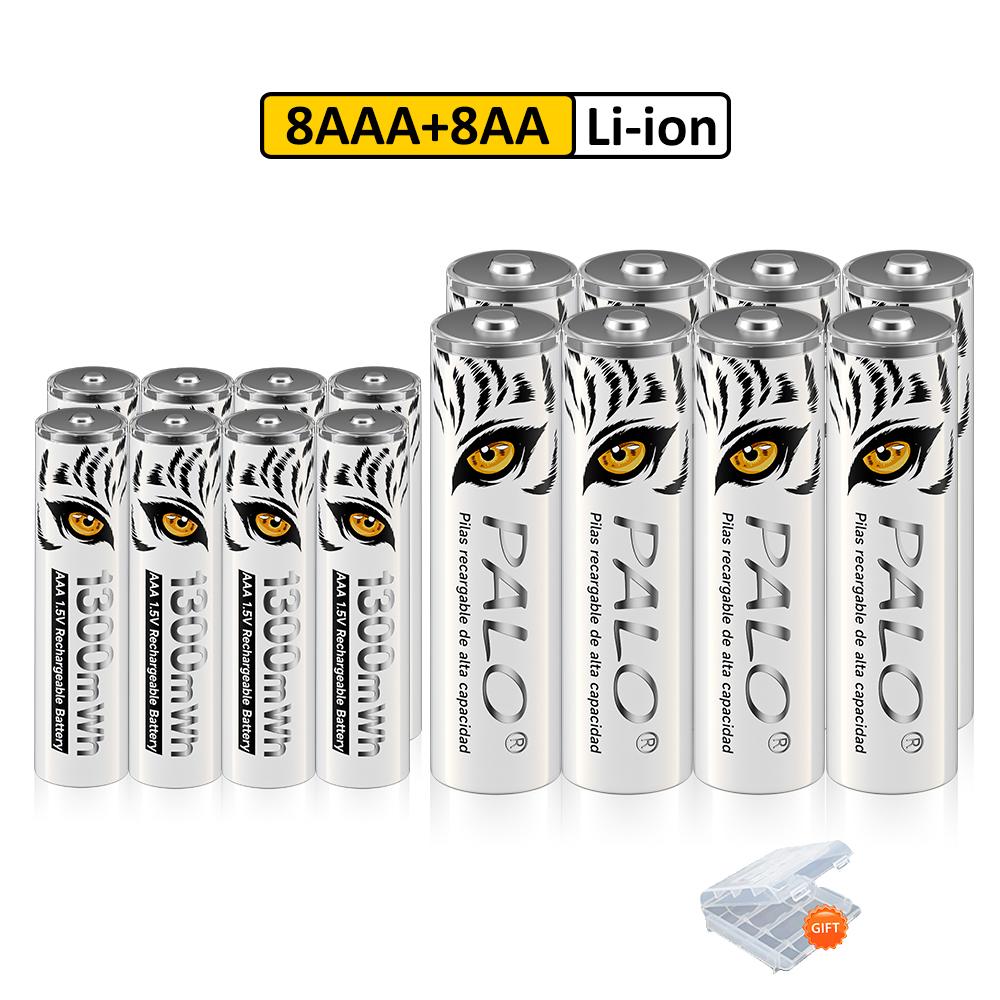 PALO Новая литий-ионная аккумуляторная батарея AA/AAA 1,5 В 3500 мВтч/1300 мВтч со световым индикатором зарядки