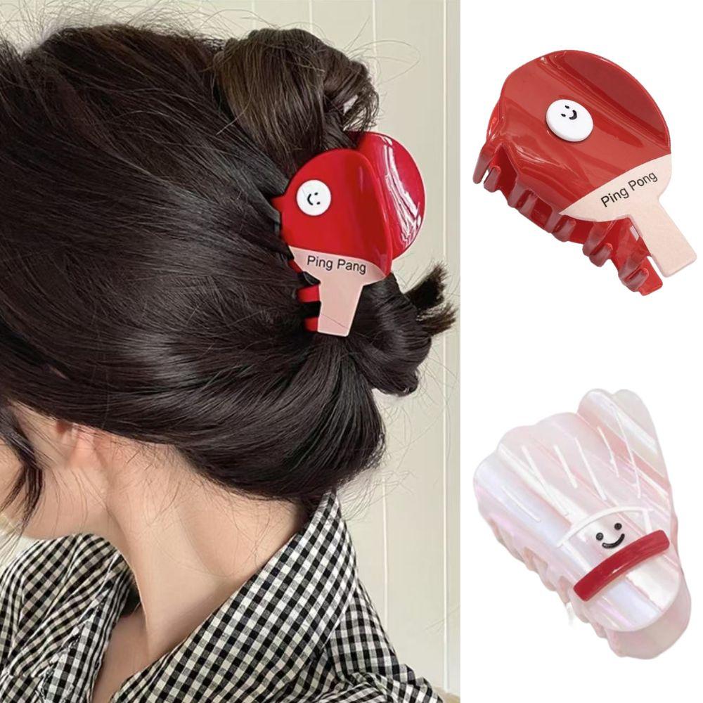 Sweet Table Tennis Racket Hairpin Small Hair Claw Clip Cute Badminton Hairpin Women Decoration