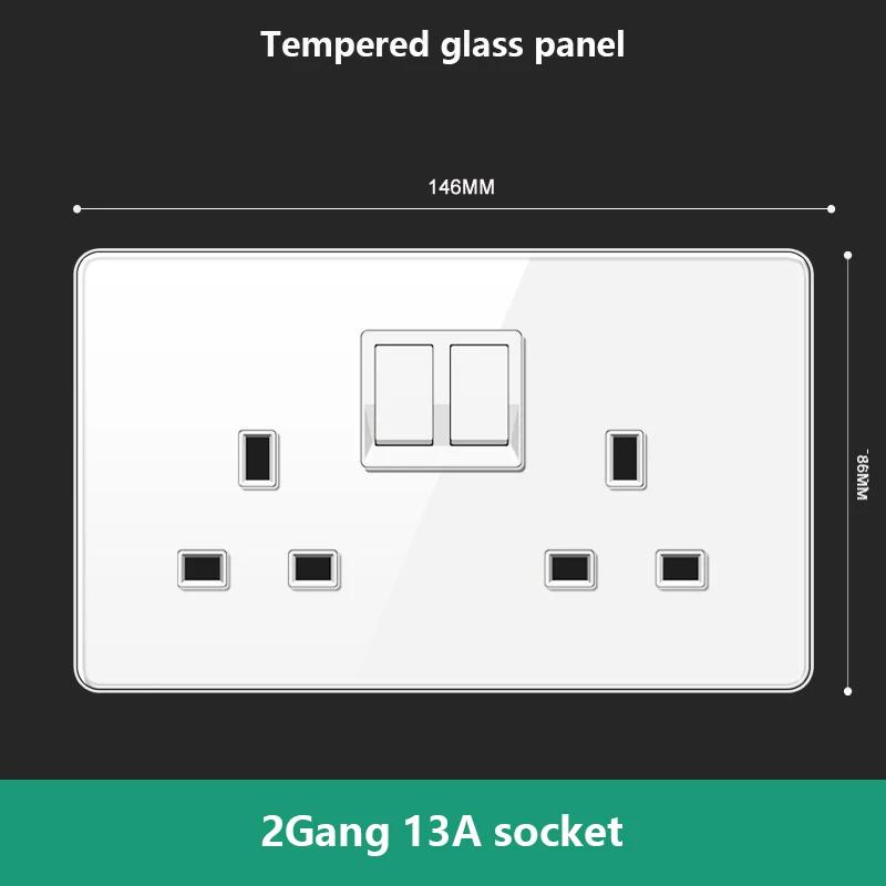 UN UK RU Standard Wall Light Switch Power Socket,18W Plug Type-C USB Quick Charging Universal 5-pin Tempered Glass Socket Outlet
