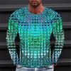 New Men's T-shirt Pattern Gradient Round Neck Clothing 3D Printing Outdoor Daily Long Sleeved Fashion Designer Retro Plus Size C