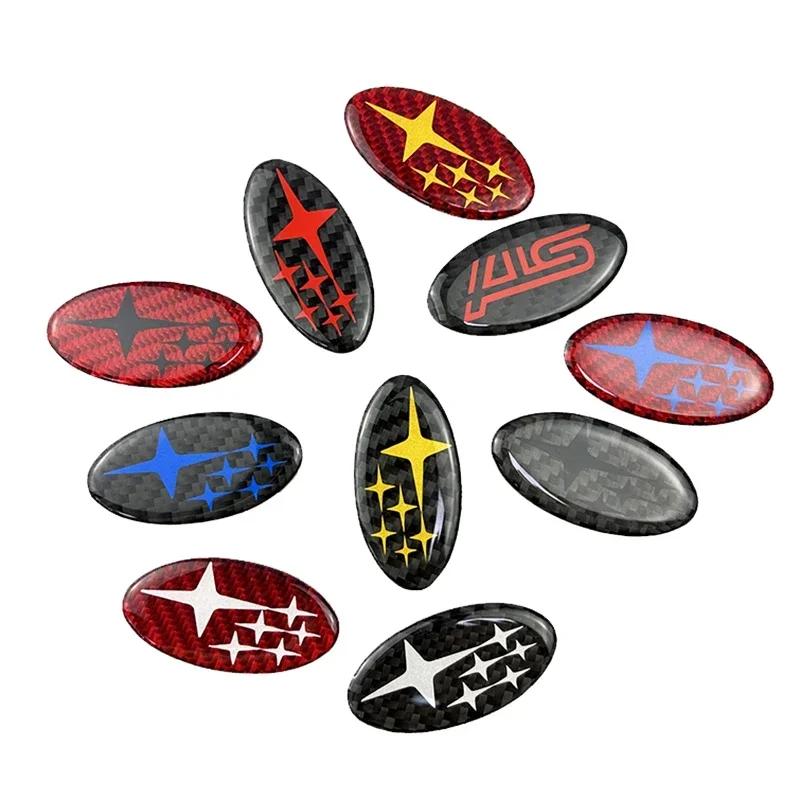 Carbon Fiber Car Steering Wheel Emblem Interior Sticker for Subaru WRC WRX XV STI Forester Outback Legacy Impreza BRZ TRIBECA X2
