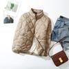 Women Ultralight Down Jacket Autumn Winter Outwear Casual Argyle Stand Collar Simple Coat Korean Style