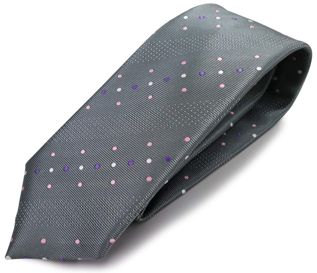 Brand Made In Nishijin Jacquard Woven Pattern Dots [Michiko London] Necktie, Japan, Ori, 100% Silk, Weave, (B Pattern Gray)