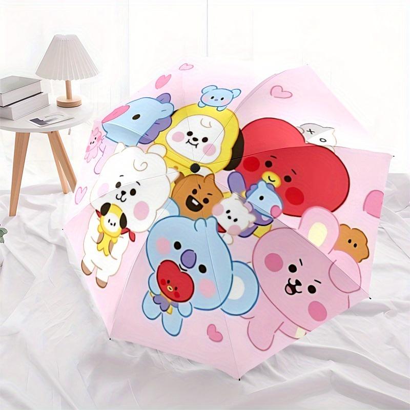 1pc BT21 Automatic Opening/closing Umbrella, Foldable Sunshade, Perfect Gift for Friends, Durable Handle yy250812098