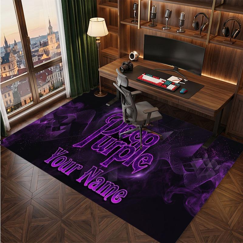 Deep Purple Personalized Crystal Velvet Carpet, Customized Name Text Soft Anti‑Slip Rug for Living Room Bedroom