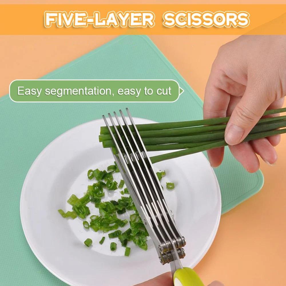 3/5 Layer Multi-function Stainless Steel Kitchen Knife Multi-layer Scissors Spices Scissors