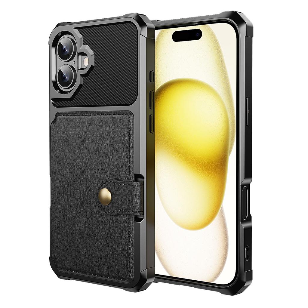 For iPhone 17 Case with Card Holder PU Leather + TPU Phone Back Cover