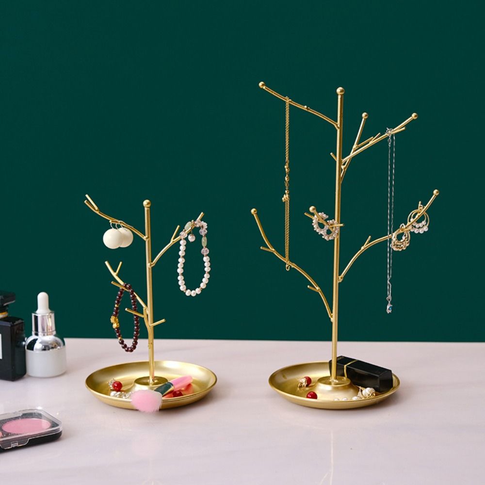 С подносом Органайзер-держатель для ожерелий, серег, браслетов, колец, настольный