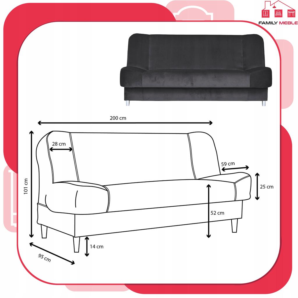 Sofa Sofa Sara Sofa Bed Bonell Bed Family Furniture Black