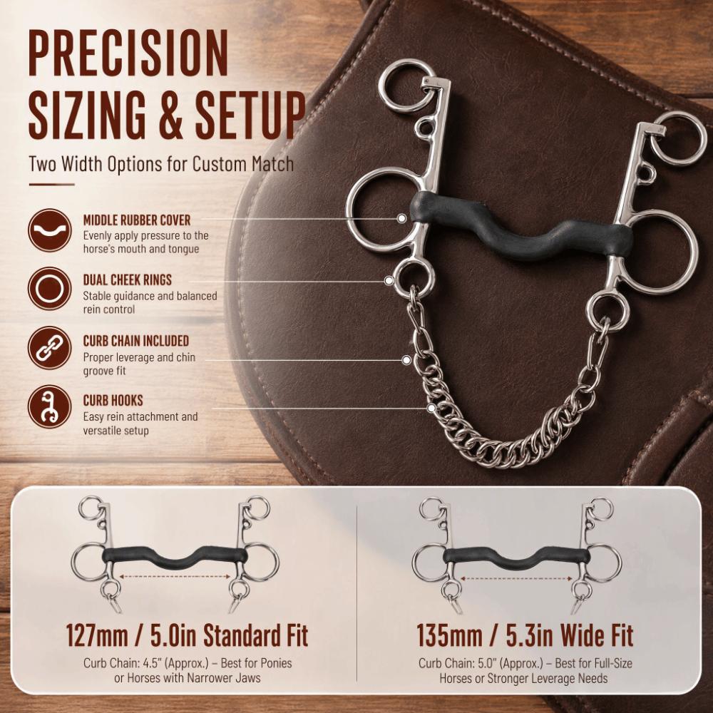 Rubber Center Horse Mouth Bit Silver Horse Bit Roller Durable Horse Snaffle Bit Equestrian Use