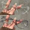 2PCS New Cat Eye Frame Anti-blue Light Flat Light Mirror Fashionable High-end Personalized Glasses Frame  Glasses Woman