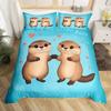 Cute Cartoon Animal Print Comforter Cover Sets Sea Otter Duvet Cover Set Ocean Creature Otter Toddler Soft Polyester Bedding Set