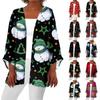 Women's Casual Fashion Christmas Print Lightweight Medium Length Jacket Cardigan